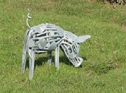Bespoke Ironwork Sculpture, titled 'This little Piggy stayed at home!'